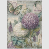 Vintage Hydrangea Butterfly Garden Decoupage Tissuepapier (Voorkant)