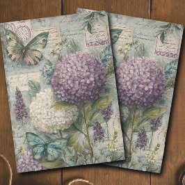 Vintage Hydrangea Butterfly Garden Decoupage Tissuepapier