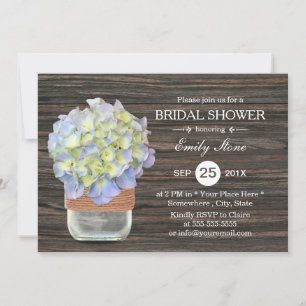 Vintage Hydrangea Floral Mason Jar Vrijgezellenfee Kaart