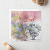 Vintage Hydrangea Luxury Elegance Notitiekaartje (Voorkant / Achterkant in situ)