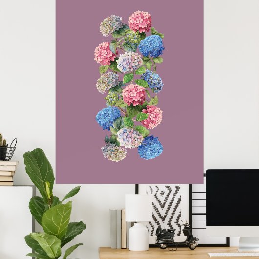 Vintage Hydrangea Poster (Thuiskantoor)