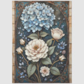 Vintage Hydrangea Rose Stained Glass Decoupage Tissuepapier (Voorkant)