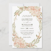 Vintage Hydrangea Rustic Elegant QR Code Wedding Kaart (Voorkant)