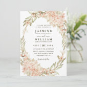 Vintage Hydrangea Rustic Elegant QR Code Wedding Kaart (Staand voorkant)