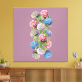 Vintage Hydrangea Stretched Canvas (Insitu (Woonkamer))