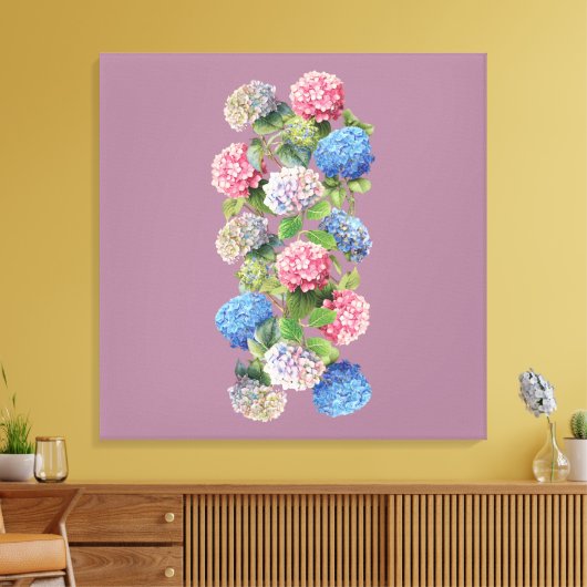 Vintage Hydrangea Stretched Canvas Afdruk (Insitu (Woonkamer))