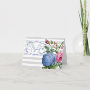 Vintage Hydrangeas de heer Rozen Stripes Monogra Notitiekaartje