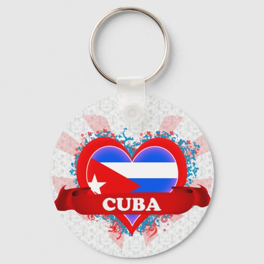 Vintage I houdt van Cuba Sleutelhanger (Voorkant)