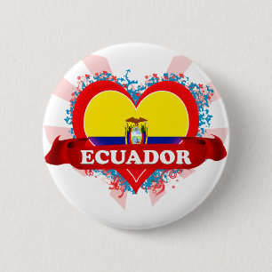 Vintage I houdt van Ecuador Ronde Button 5,7 Cm