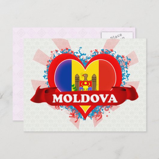 Vintage I houdt van Moldavië Briefkaart (Voorkant / Achterkant)