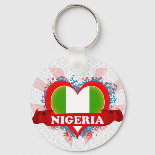 Vintage I houdt van Nigeria Sleutelhanger (Voorkant)