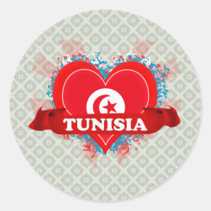 Vintage I houdt van Tunesië Ronde Sticker