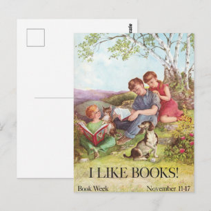 Vintage "I Like Books" Poster van Kate Seredy 1962 Briefkaart