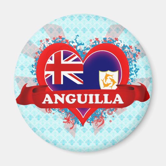 Vintage I Love Anguilla Magneet (Voorkant)