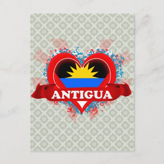 Vintage I Love Antigua Briefkaart (Voorkant)