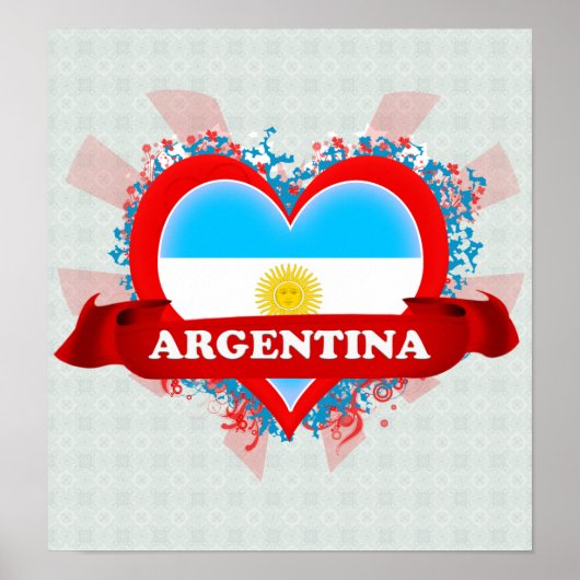 Vintage I Love Argentina Poster (Voorkant)