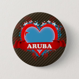 Vintage I Love Aruba Ronde Button 5,7 Cm