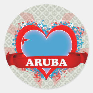 Vintage I Love Aruba Ronde Sticker