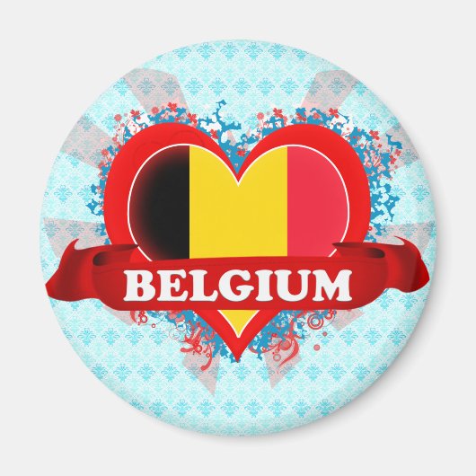 Vintage I Love Belgium Magneet (Voorkant)