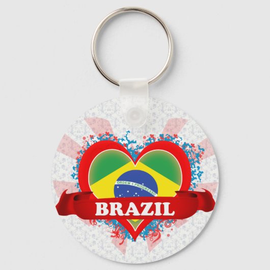 Vintage I Love Brazilië Sleutelhanger (Voorkant)