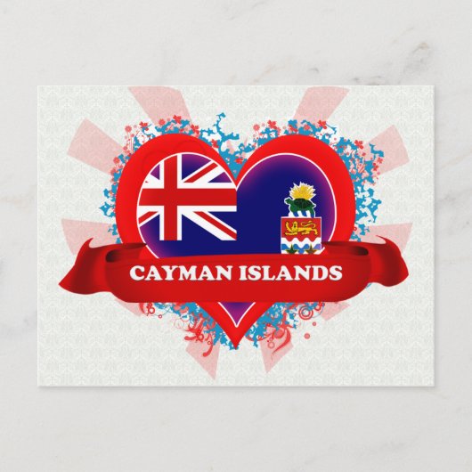 Vintage I Love Cayman Islands Briefkaart (Voorkant)