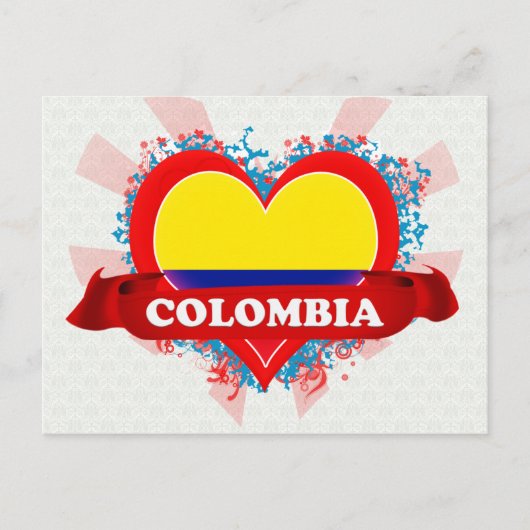 Vintage I Love Colombia Briefkaart (Voorkant)