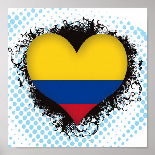Vintage I Love Colombia Poster (Voorkant)
