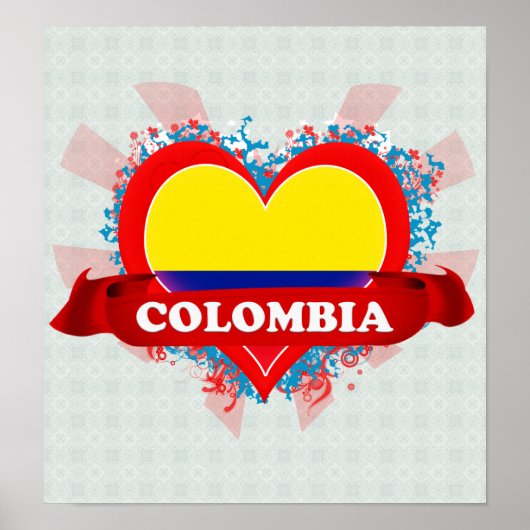 Vintage I Love Colombia Poster (Voorkant)
