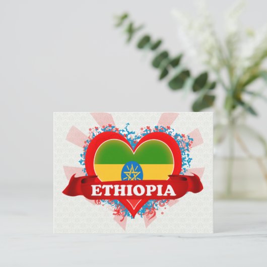 Vintage I Love Ethiopia Briefkaart (Staand voorkant)