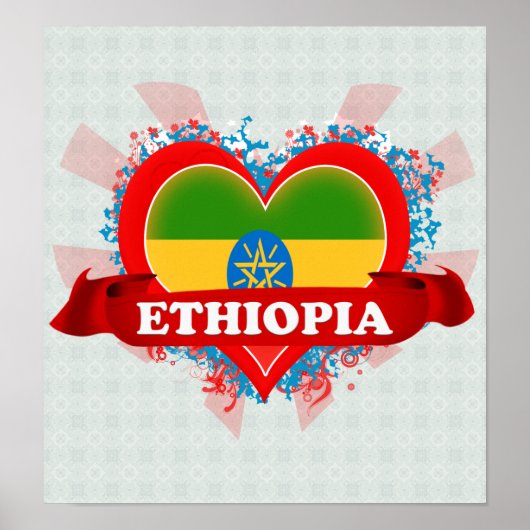 Vintage I Love Ethiopia Poster (Voorkant)