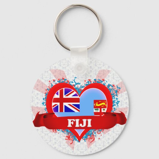 Vintage I Love Fiji Sleutelhanger (Voorkant)