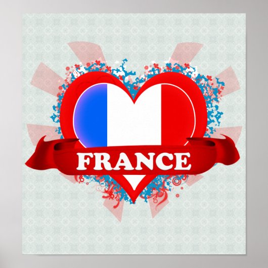 Vintage I Love France Poster (Voorkant)