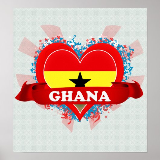 Vintage I Love Ghana Poster (Voorkant)
