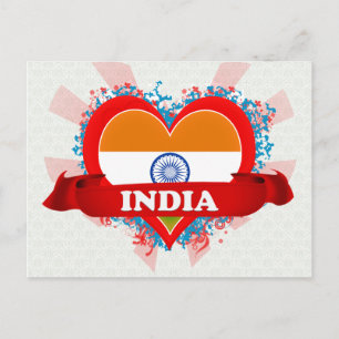 Vintage I Love India Briefkaart
