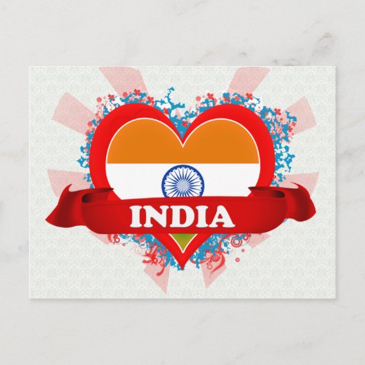 Vintage I Love India Briefkaart (Voorkant)