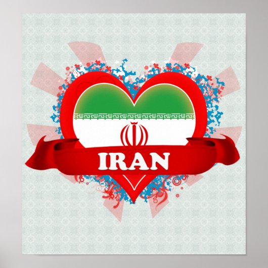 Vintage I Love Iran Poster (Voorkant)