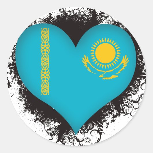 Vintage I Love Kazachstan Ronde Sticker (Voorkant)