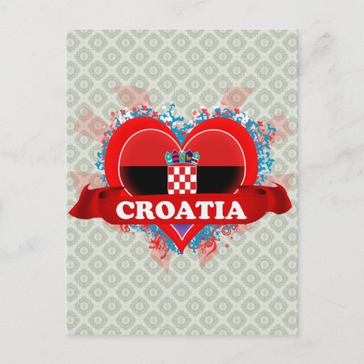 Vintage I Love Kroatië Briefkaart (Voorkant)
