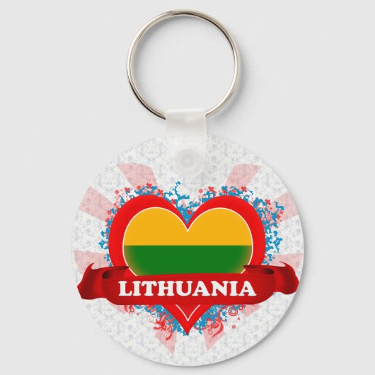 Vintage I Love Litouwen Sleutelhanger (Voorkant)