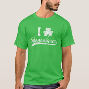 Vintage I Love Shenanigans Clover St Patrick Day T-shirt