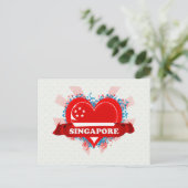 Vintage I Love Singapore Briefkaart (Staand voorkant)