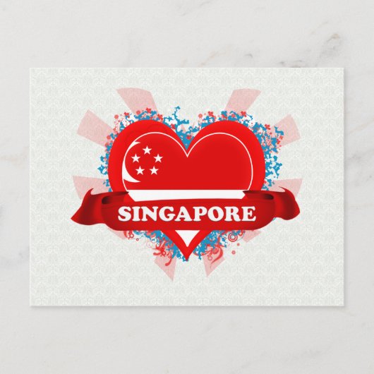 Vintage I Love Singapore Briefkaart (Voorkant)