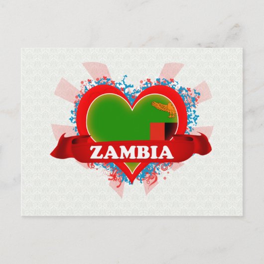 Vintage I Love Zambia Briefkaart (Voorkant)