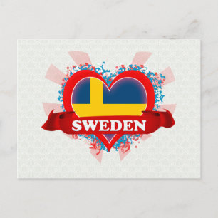 Vintage I Love Zweden Briefkaart