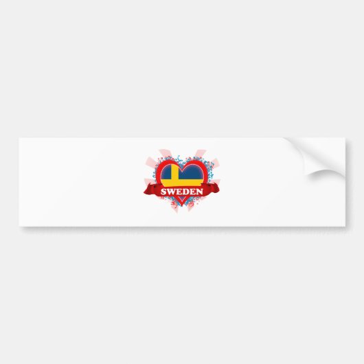 Vintage I Love Zweden Bumpersticker (Voorkant)