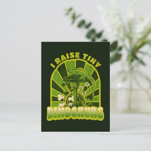 Vintage I Raise Tiny Dinosaurs  Briefkaart (Staand voorkant)