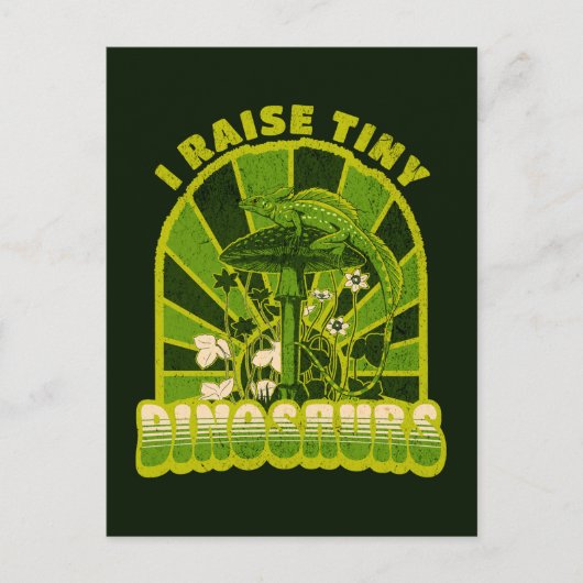 Vintage I Raise Tiny Dinosaurs  Briefkaart (Voorkant)