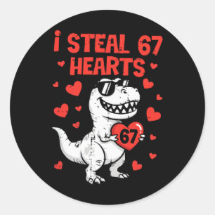 Vintage I Steel 67 Harten Grappige Zes Zeven Valen Ronde Sticker