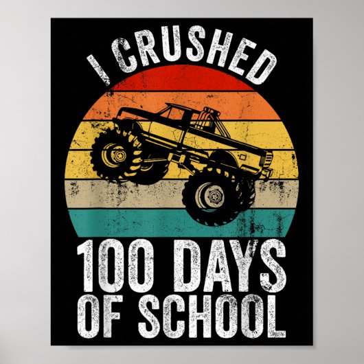 Vintage I verpletterde 100 dagen schoolmonstertruc Poster (Voorkant)