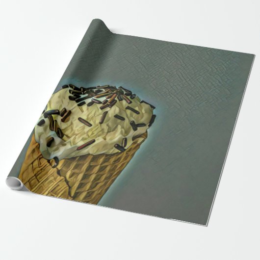 Vintage ice cream art cadeaupapier (Uitgerold)